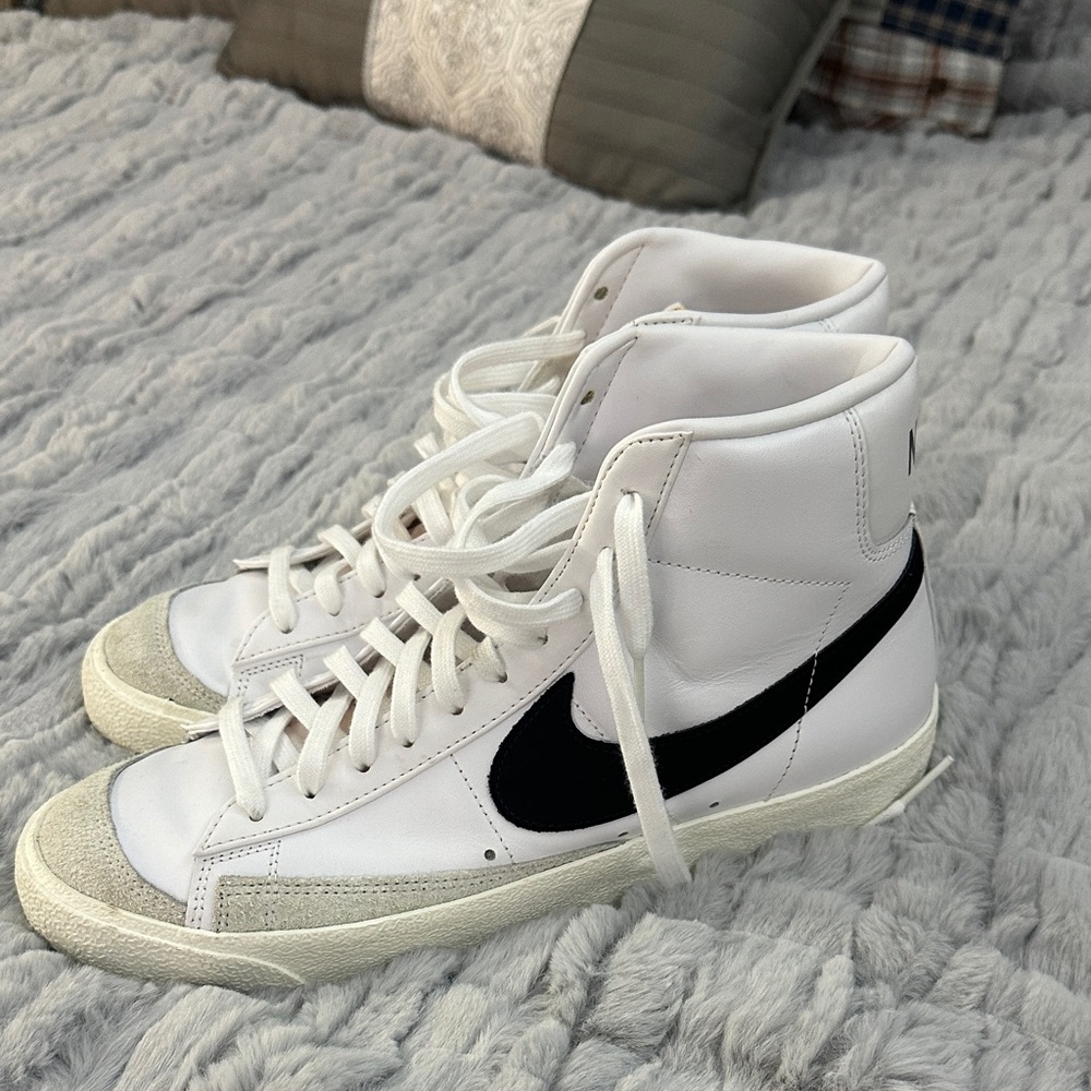 Nike White and Black High-Top Athletic Shoes